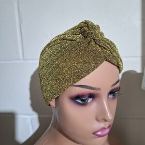Gold Glitter Turban Hat